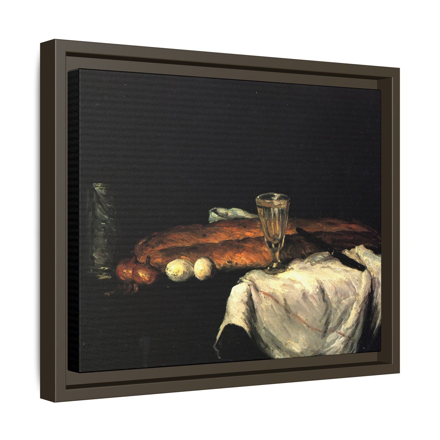 Cézanne, Paul - Still Life with Bread and Eggs (1865) - Matte Canvas, Framed
