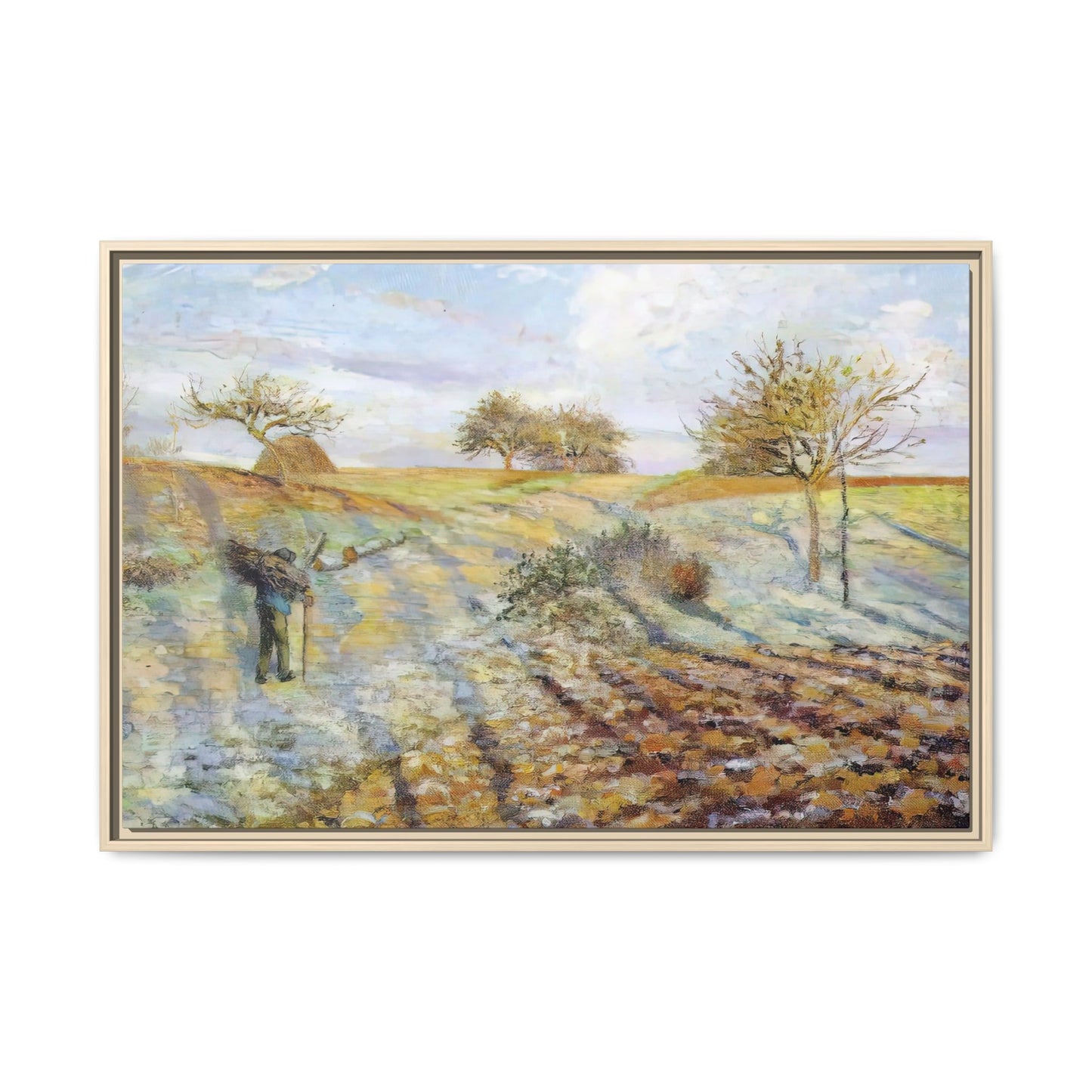 Pissarro, Camille - Hoarfrost (1873) - Matte Canvas, Framed