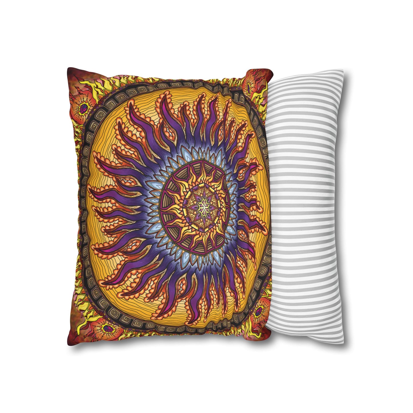Pacio, Adam - Solar Disc Mandala - Suede Square Pillowcase