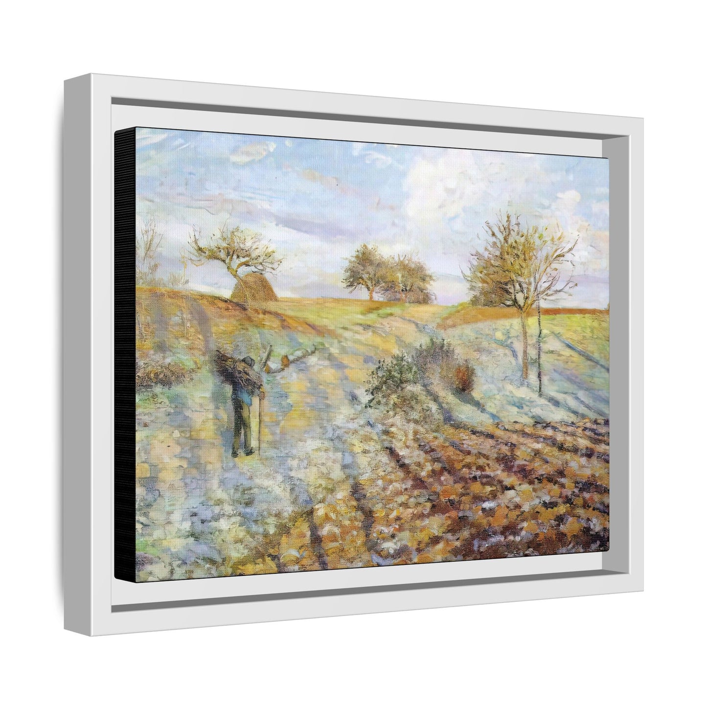 Pissarro, Camille - Hoarfrost (1873) - Matte Canvas, Framed