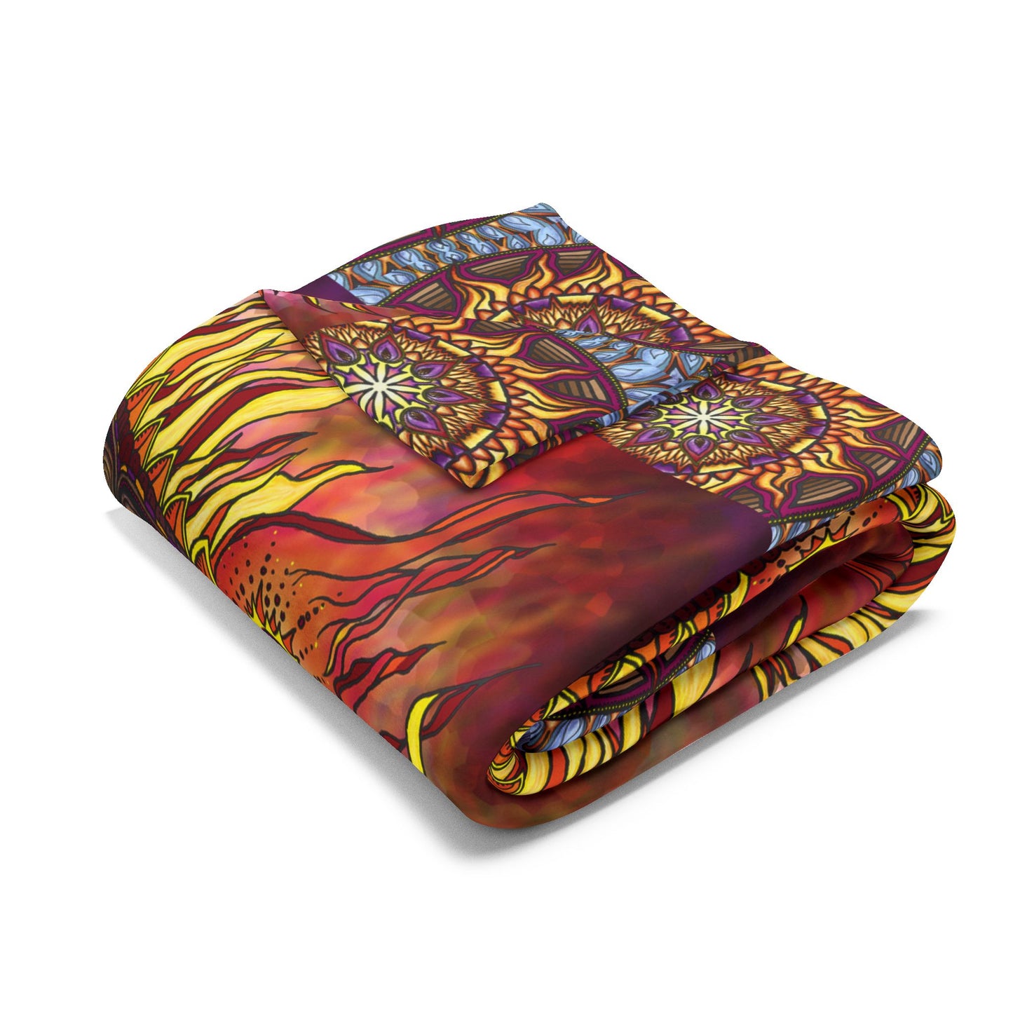 Solar Disc Mandala - Arctic Fleece Blanket