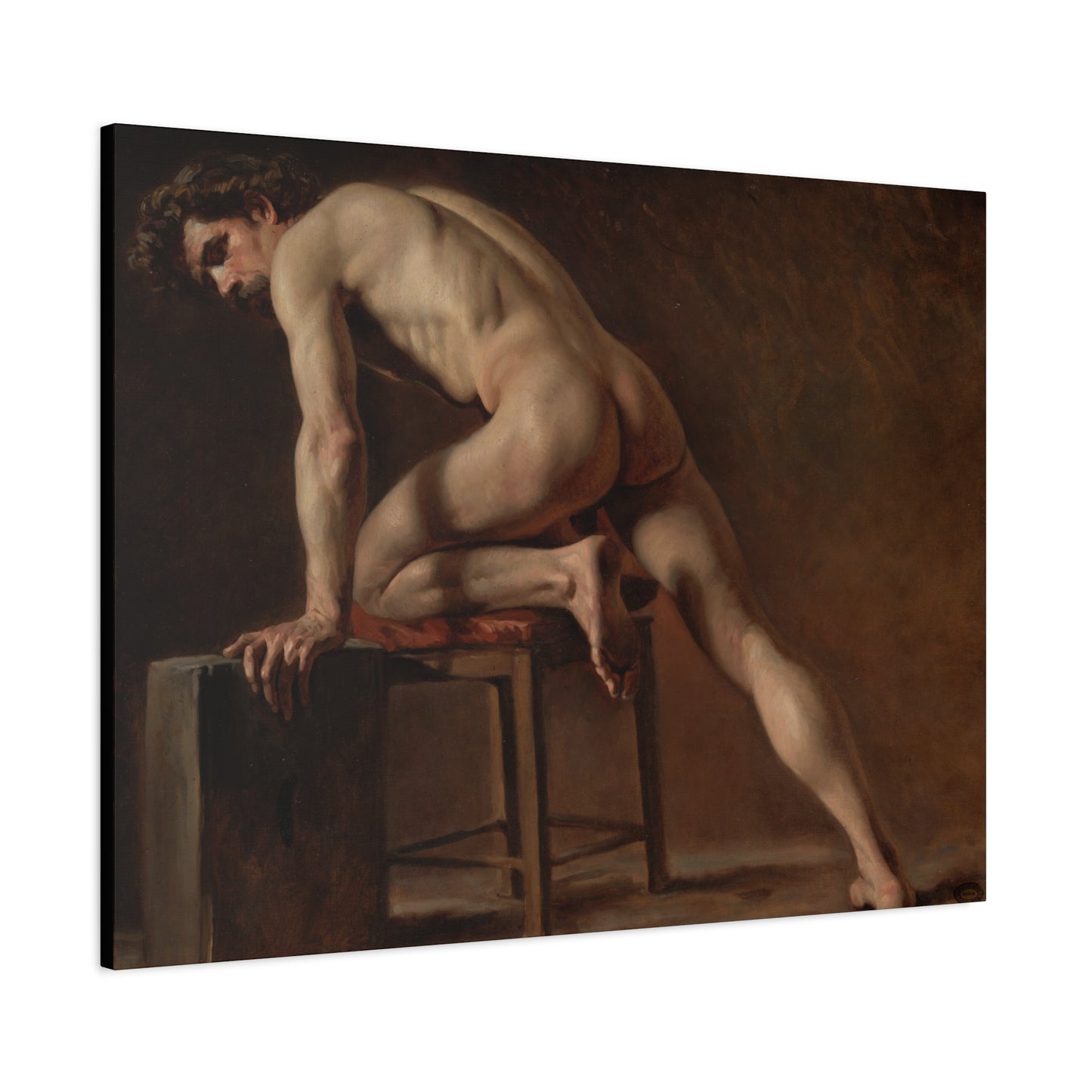 Courbet, Gustave - Study of a Nude Man (1840) - Canvas Block, unframed