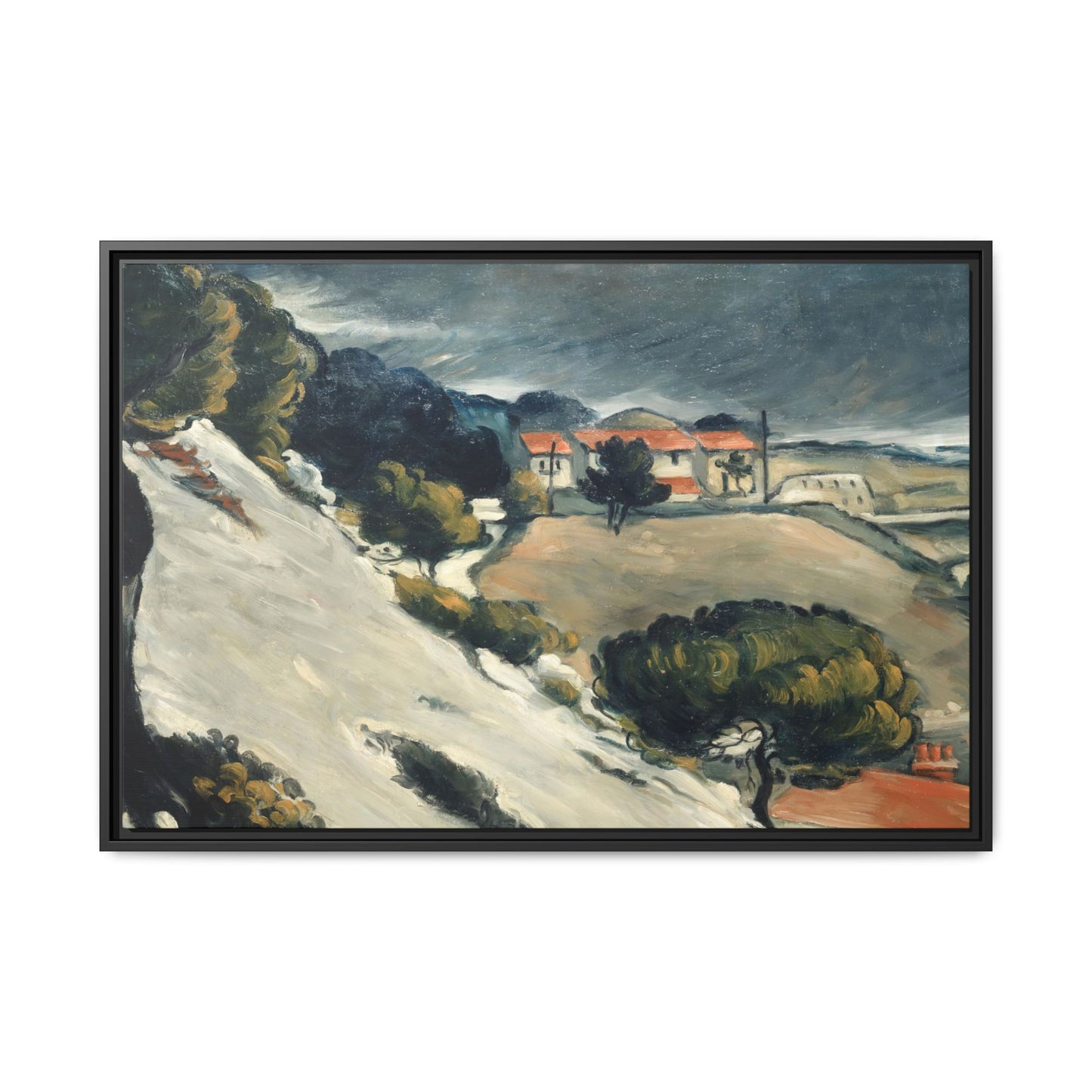 Cézanne, Paul - L’Estaque, Melting Snow (1870) - Matte Canvas, Framed