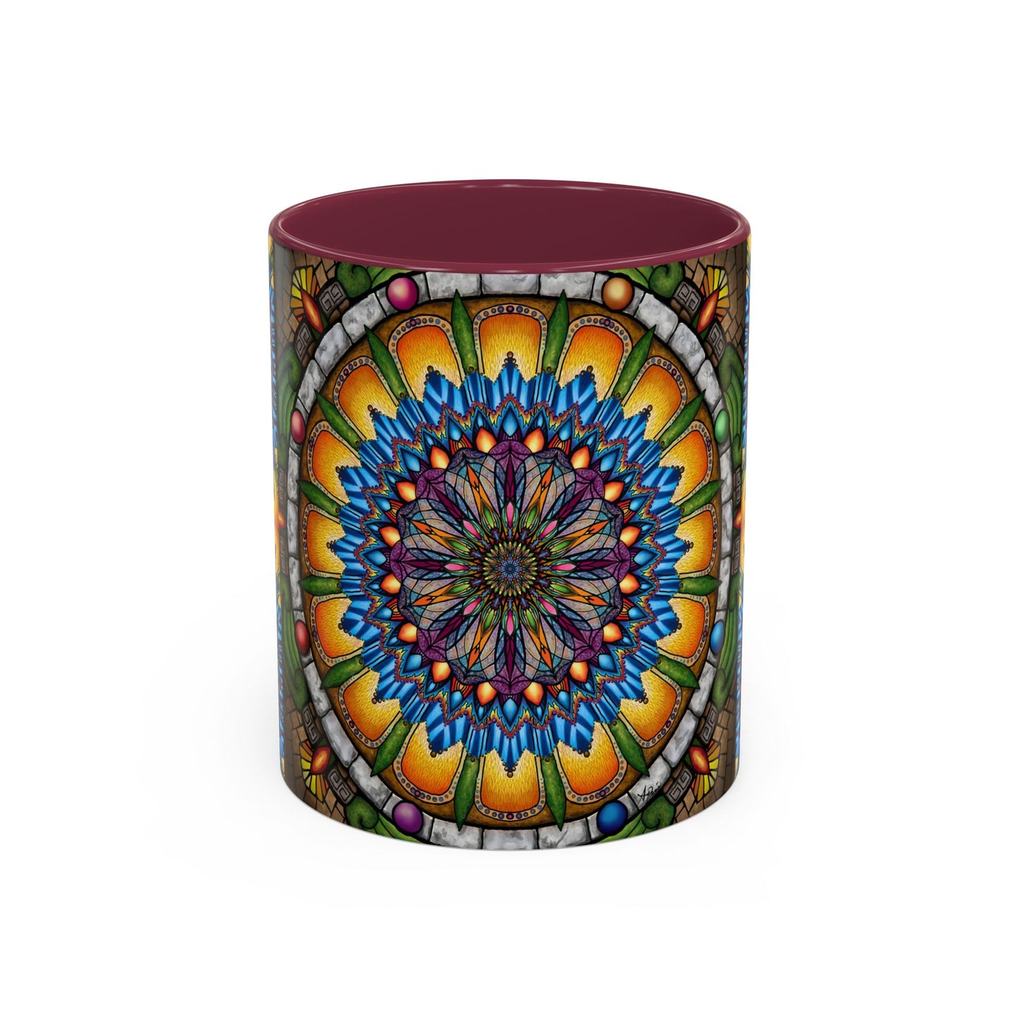 Pacio, Adam - Emerald Arrows Mandala - Colorful Accent Mugs