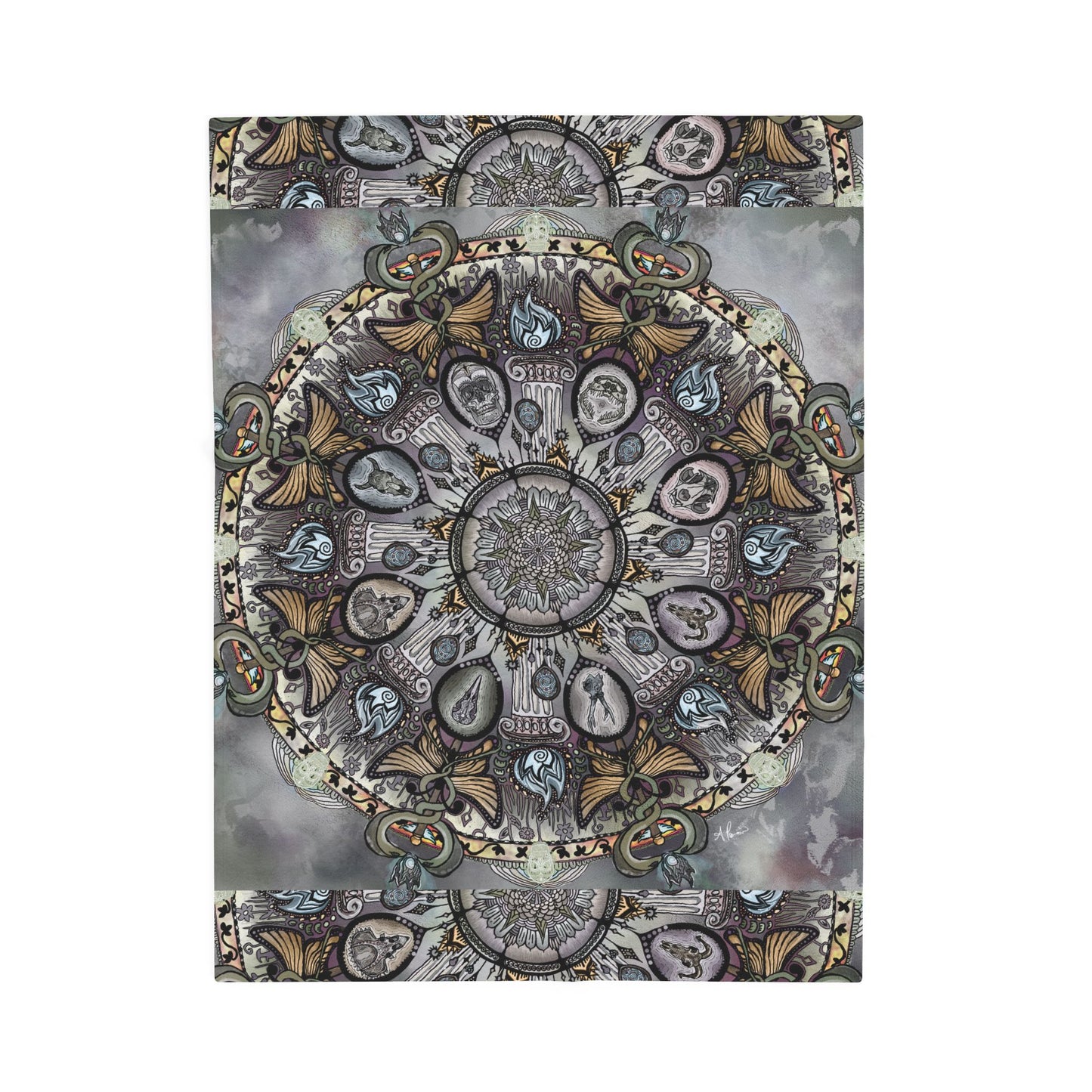 Pacio, Adam - Memento Mori Mandala - Velveteen Plush Blanket