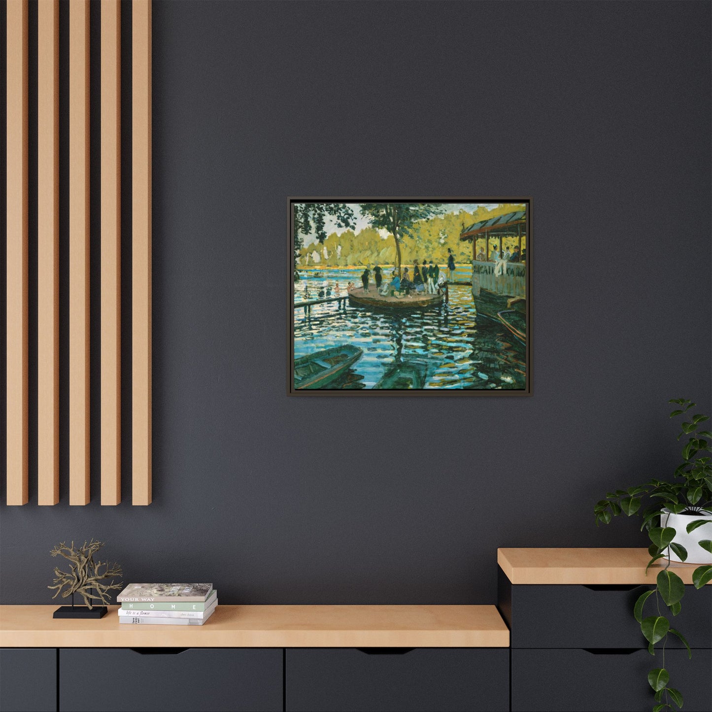 Monet, Claude - La Grenouillere (1869) - Matte Canvas, Framed