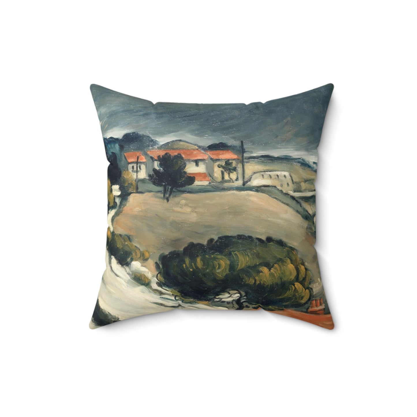 Cézanne, Paul - L’Estaque, Melting Snow (1870) - Suede Square Pillow