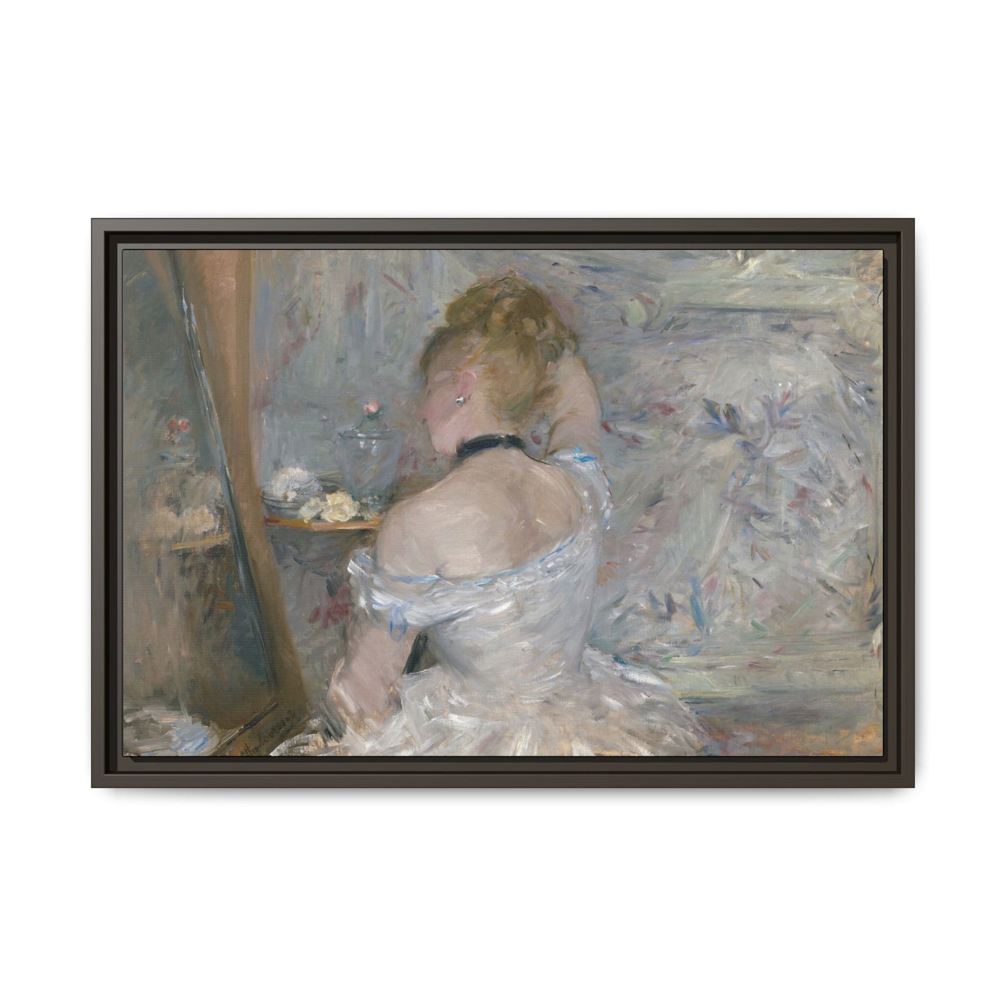 Morisot, Berthe - Woman at Her Toilette (1880) - Matte Canvas, Framed