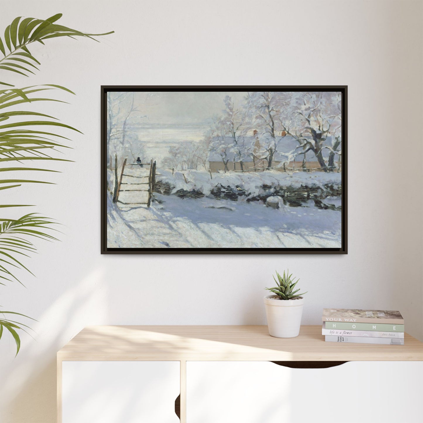Monet, Claude - The Magpie (1868) - Matte Canvas, Framed