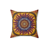 Solar Disc Mandala - Suede Square Pillow