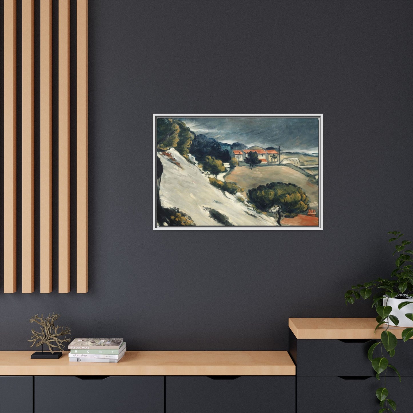 Cézanne, Paul - L’Estaque, Melting Snow (1870) - Matte Canvas, Framed
