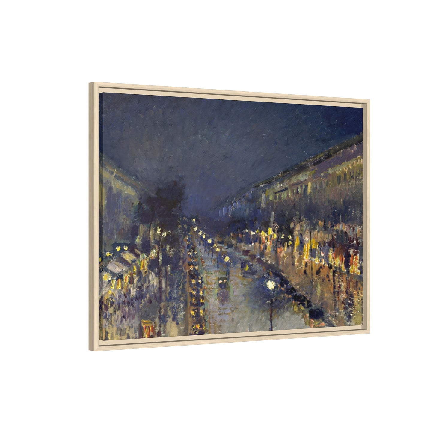 Pissarro, Camille - The Boulevard Montmartre At Night (1897) - Matte Canvas, Framed