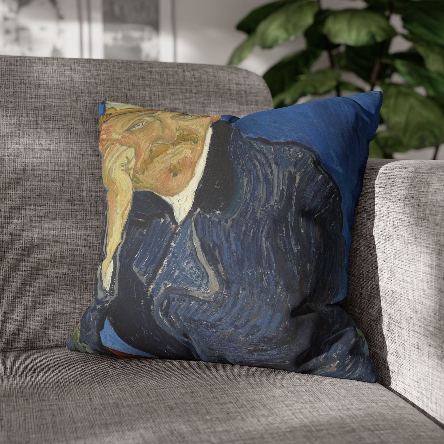 Van Gogh, Vincent - Portrait of Dr. Paul Gachet (1890) - Suede Square Pillowcase