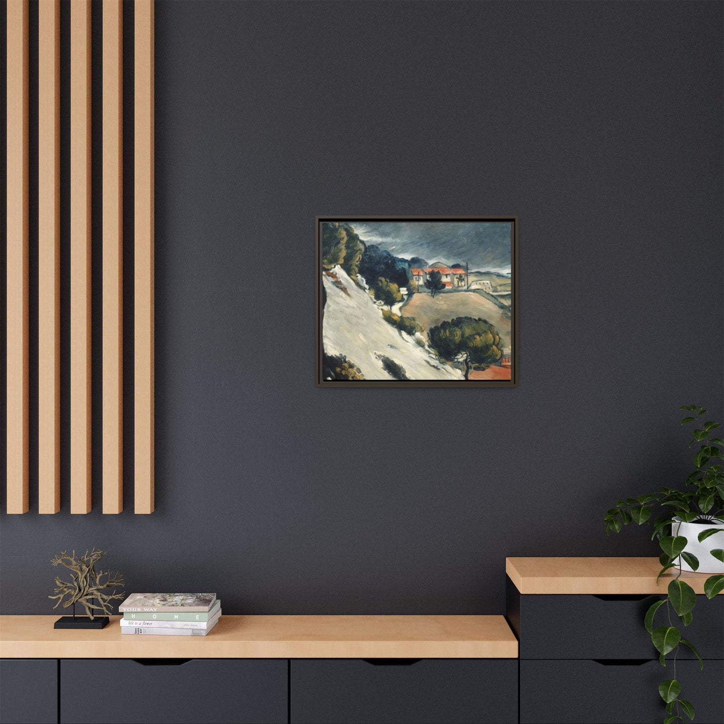 Cézanne, Paul - L’Estaque, Melting Snow (1870) - Matte Canvas, Framed