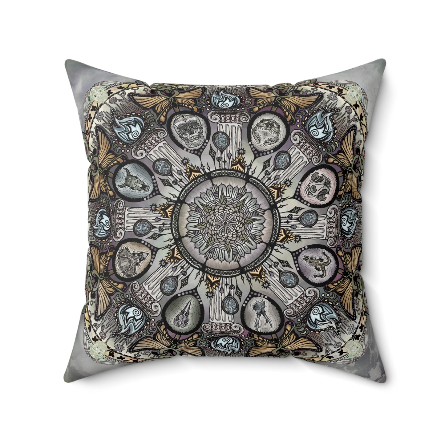Pacio, Adam - Memento Mori Mandala - Suede Square Pillow