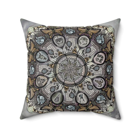 Pacio, Adam - Memento Mori Mandala - Suede Square Pillow