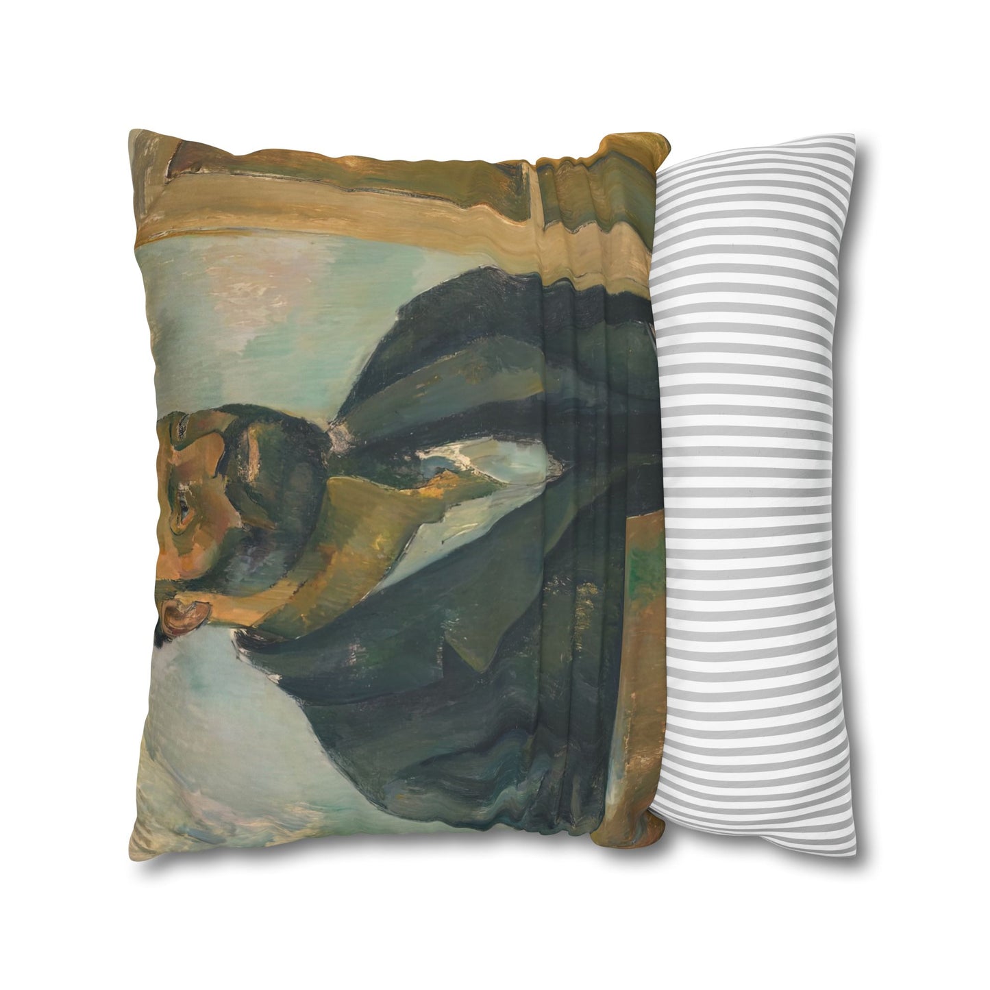 Cézanne, Paul - Portrait of the Artist with a Palette (1890) - Suede Square Pillowcase