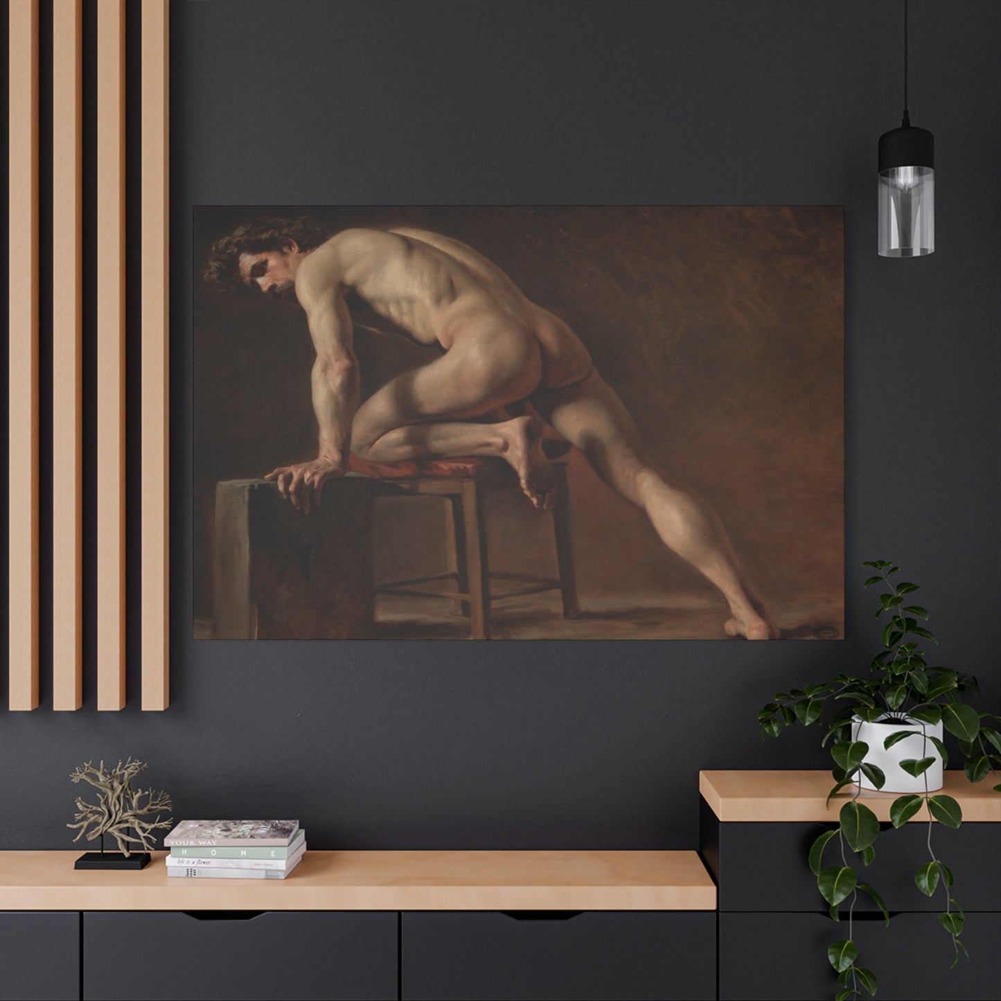 Courbet, Gustave - Study of a Nude Man (1840) - Canvas Block, unframed