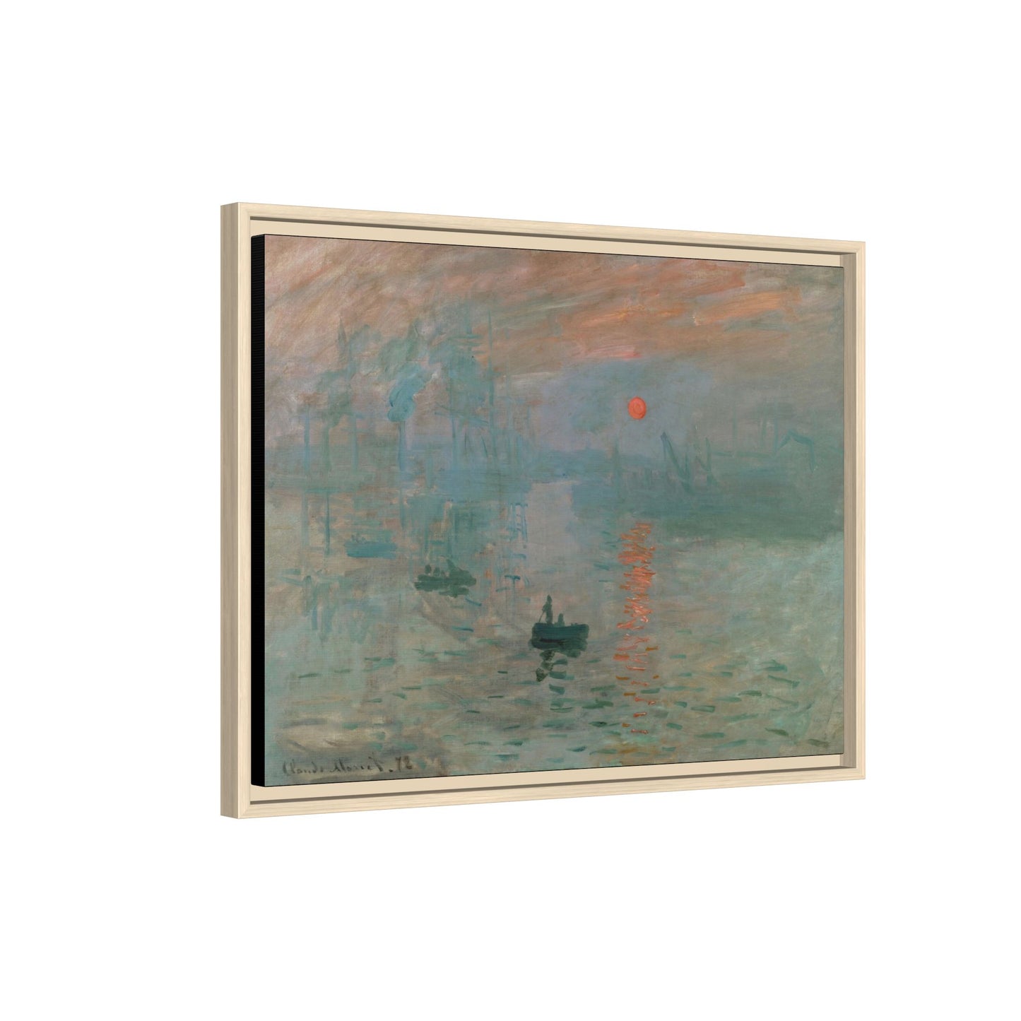 Monet, Claude - Impression, Sunrise (1872) - Matte Canvas, Framed