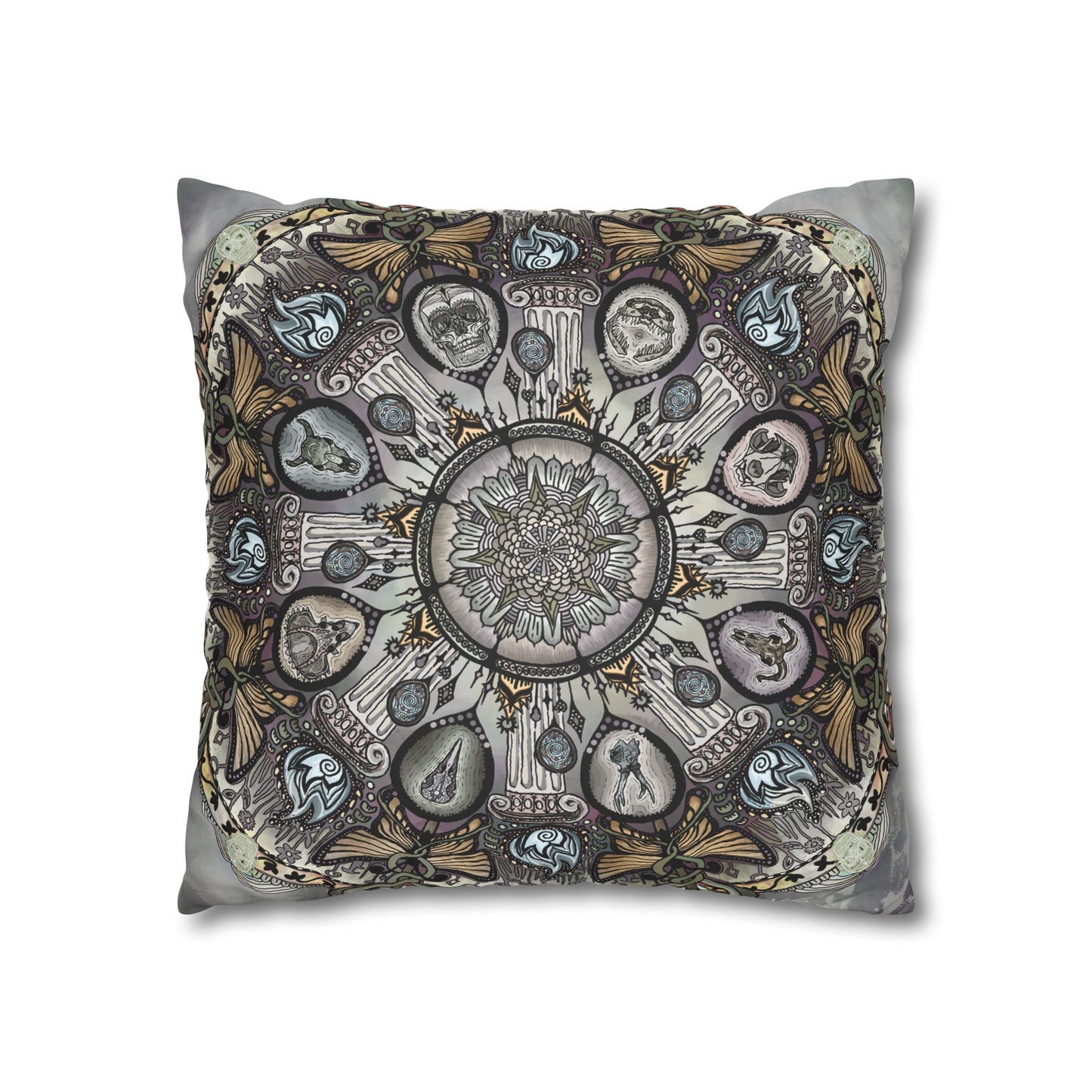 Pacio, Adam - Memento Mori Mandala - Suede Square Pillowcase