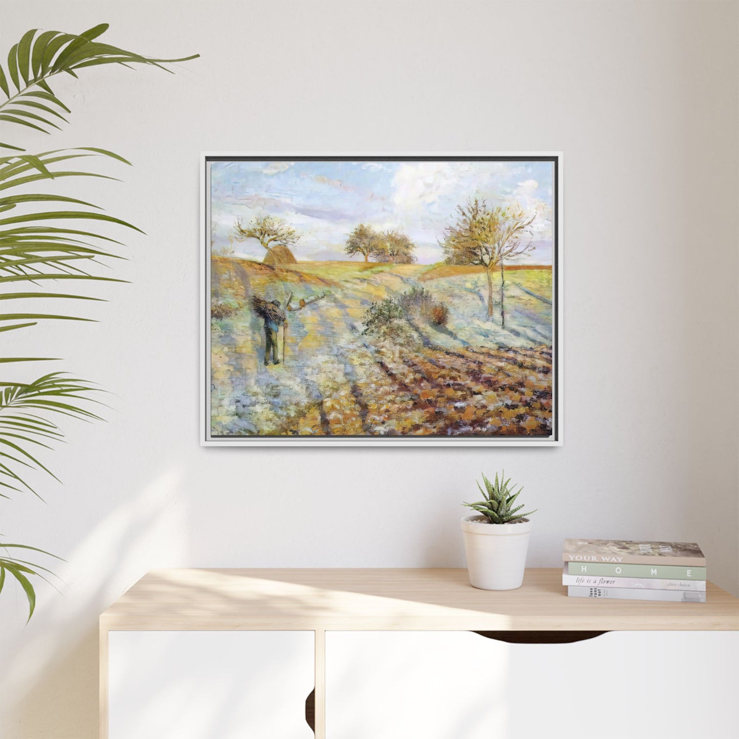 Pissarro, Camille - Hoarfrost (1873) - Matte Canvas, Framed