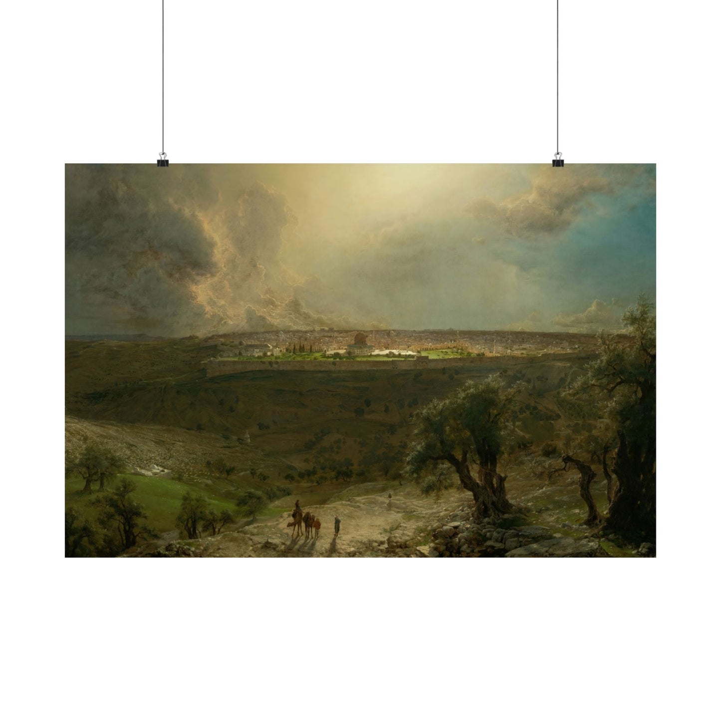 Church, Frederic Edwin -  Jerusalem from the Mount of Olives  (1870) - Satin Posters