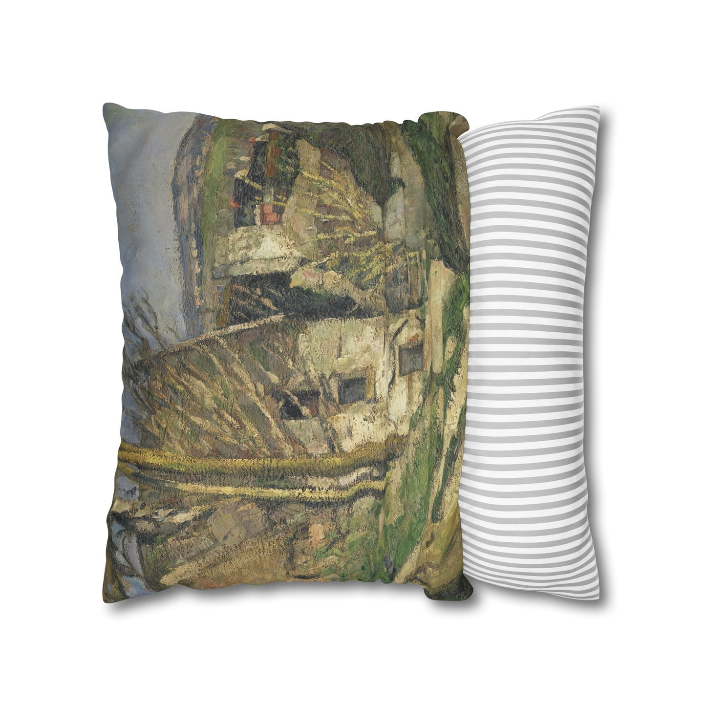 Cézanne, Paul - The House of the Hanged Man, Auvers-sur-Oise (1874) - Suede Square Pillowcase