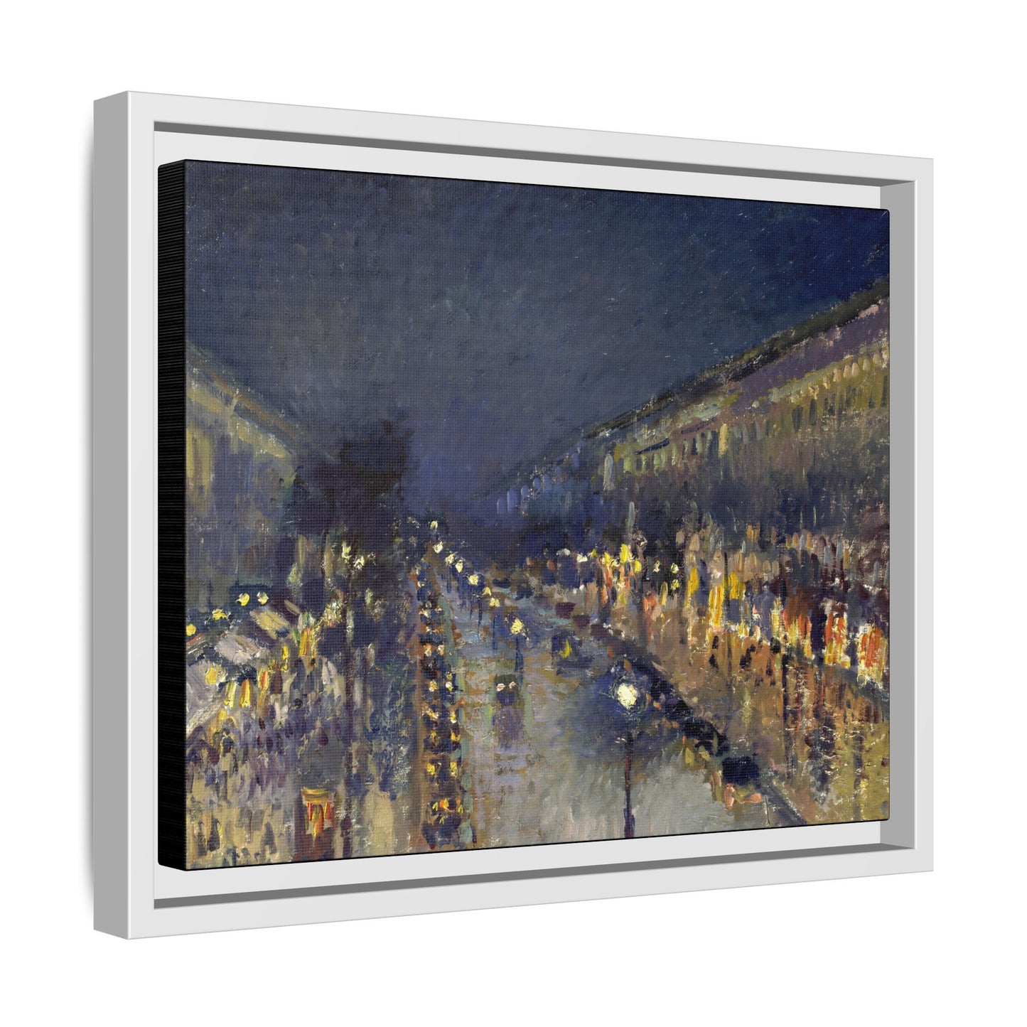 Pissarro, Camille - The Boulevard Montmartre At Night (1897) - Matte Canvas, Framed