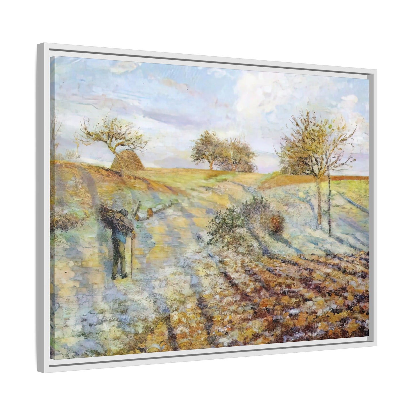 Pissarro, Camille - Hoarfrost (1873) - Matte Canvas, Framed