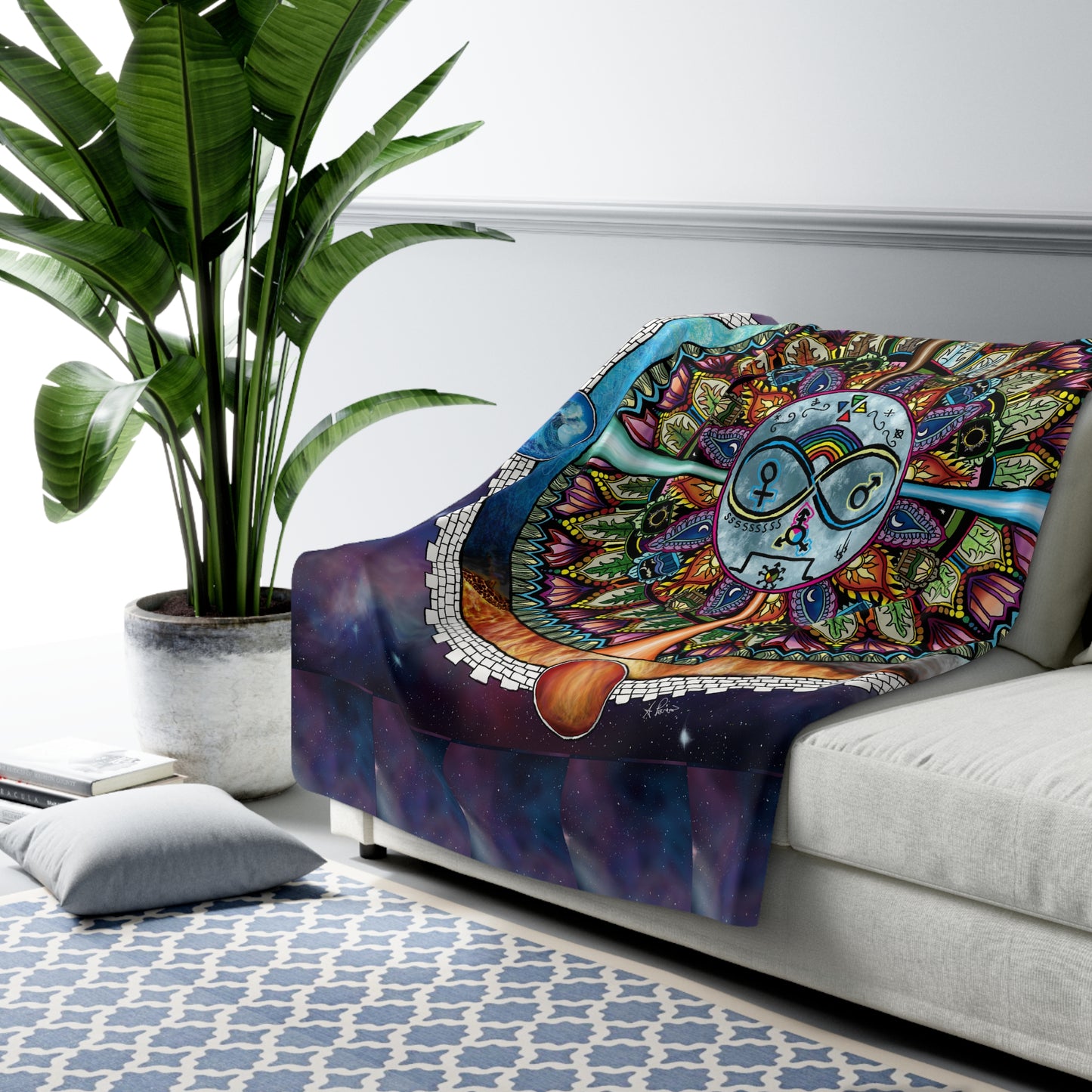 Lunar Rites Mandala - Sherpa Fleece Blanket