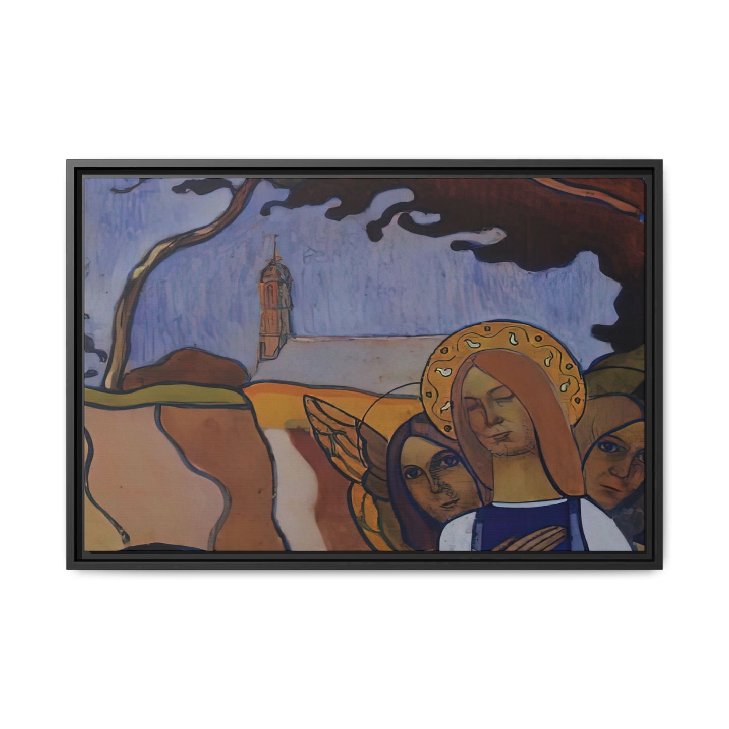 Filiger, Charles - Virgin and Two Angels (1895) - Matte Canvas, Framed
