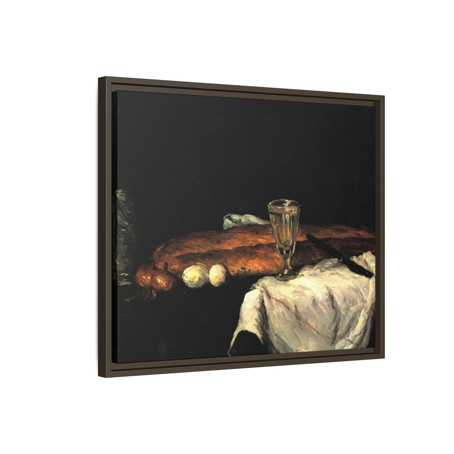 Cézanne, Paul - Still Life with Bread and Eggs (1865) - Matte Canvas, Framed