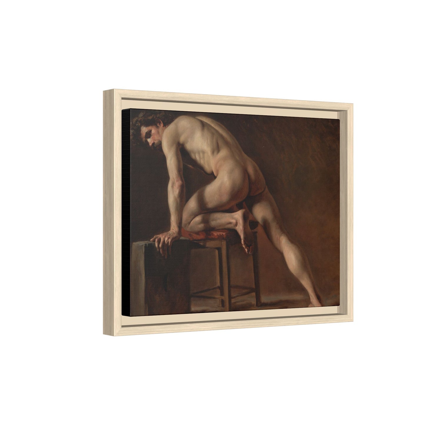 Courbet, Gustave - Study of a Nude Man (1840) - Matte Canvas, Framed