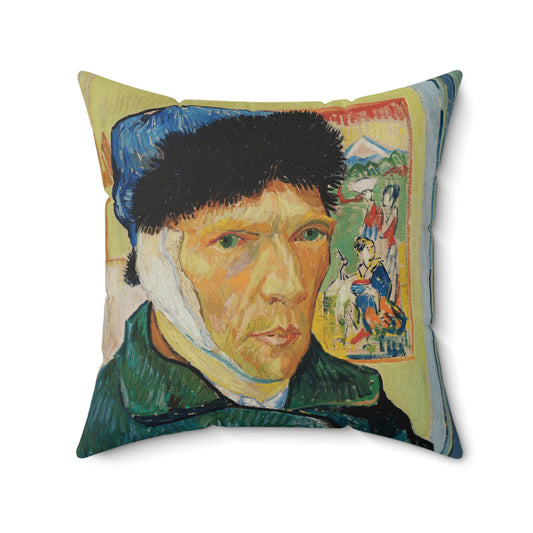 Van Gogh, Vincent - Self Portrait with Bandaged Ear (1889) - Suede Square Pillow
