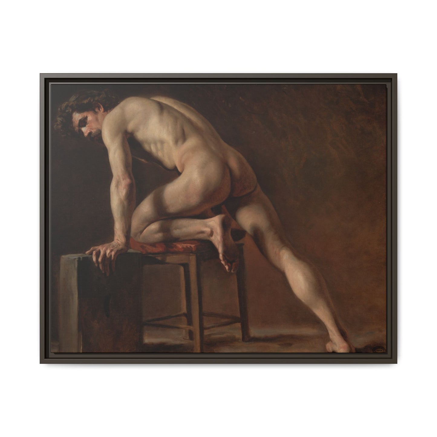 Courbet, Gustave - Study of a Nude Man (1840) - Matte Canvas, Framed