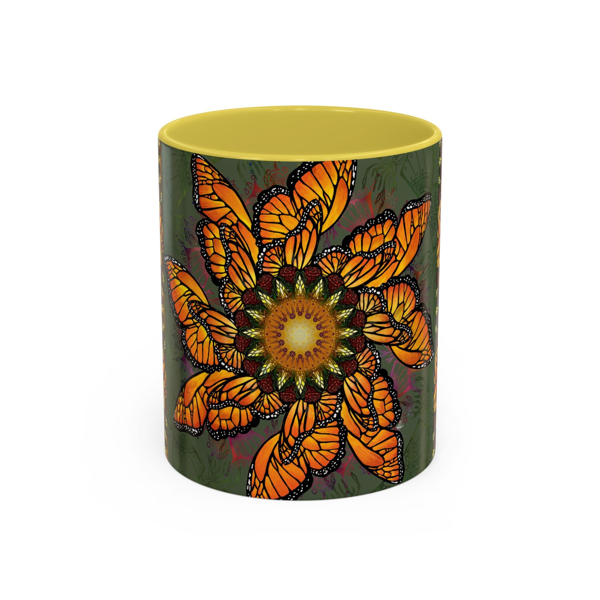 Monarch Butterfly Mandala - Colorful Accent Mugs