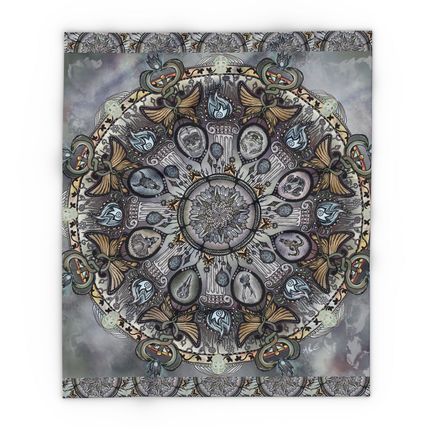 Pacio, Adam - Memento Mori Mandala - Arctic Fleece Blanket