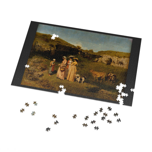 Courbet's "Young Ladies of the Village" - 1000pc Jigsaw Puzzle