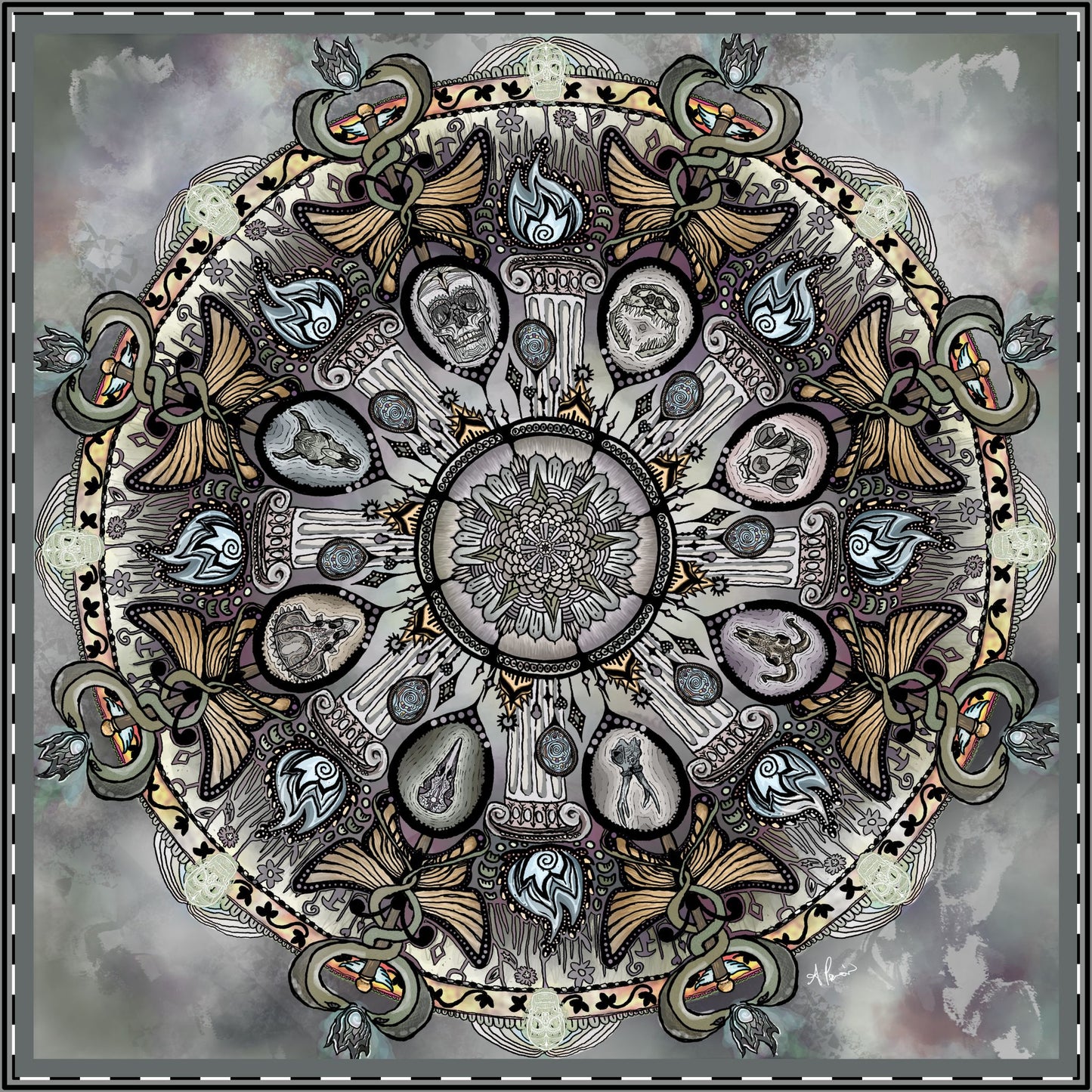 Memento Mori Mandala - Satin Poster