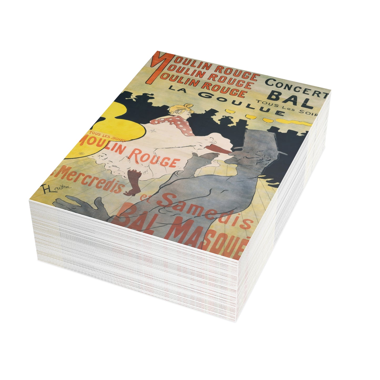 Toulouse-Lautrec, Henri - Moulin Rouge - La Goulue (1891) - Postcard Bundles with Envelopes Included