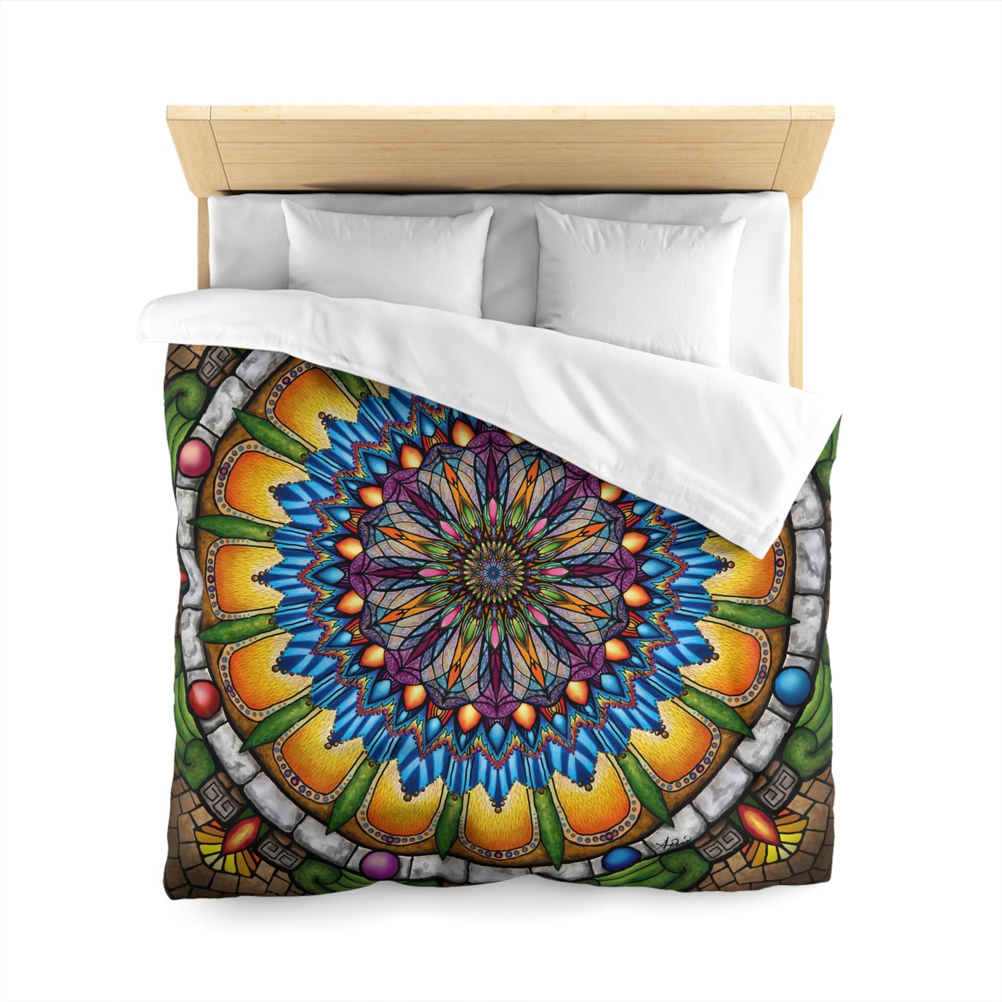 Pacio, Adam - Emerald Arrows Mandala - Microfiber Duvet Cover