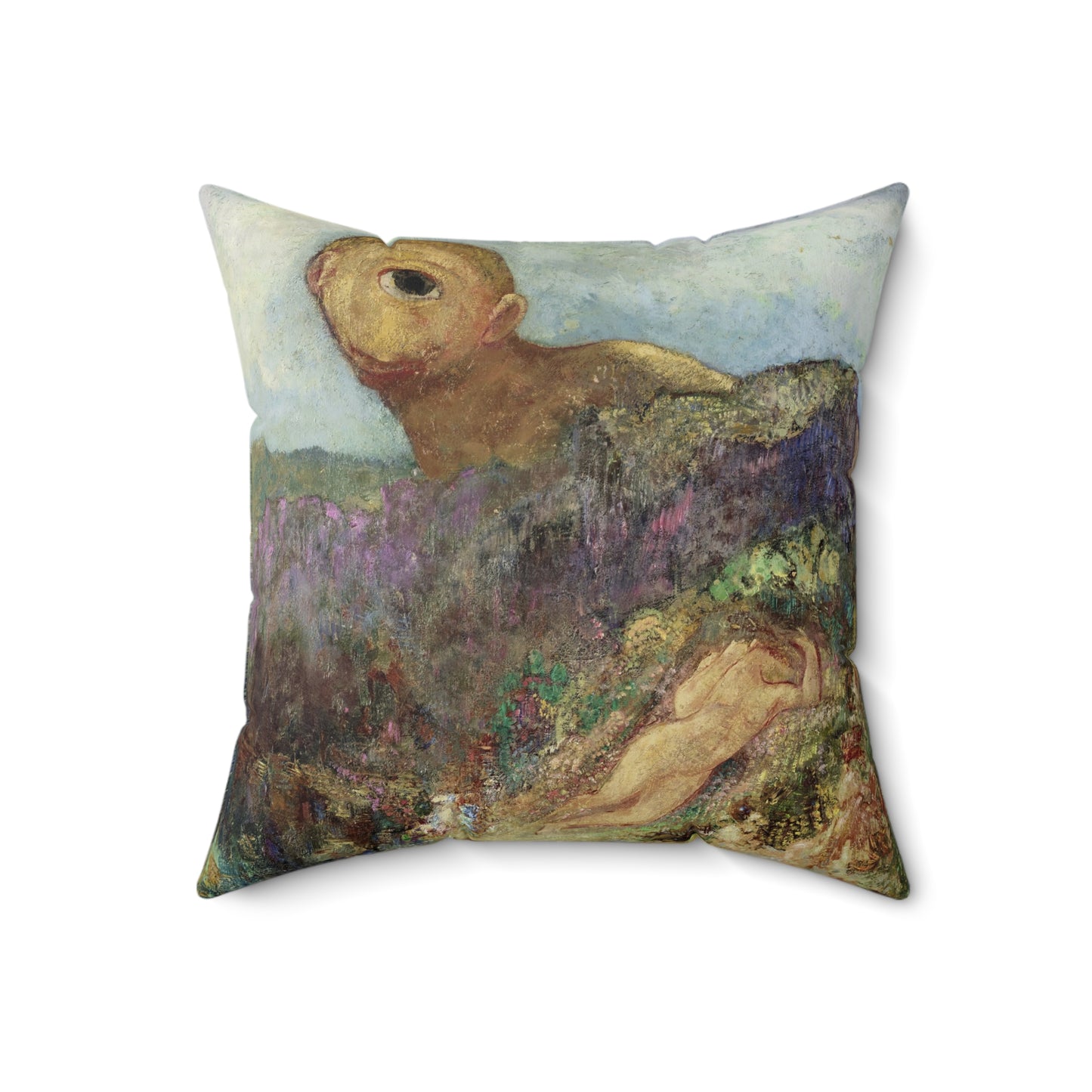 Redon, Odilon - The Cyclops (1914) - Suede Square Pillow