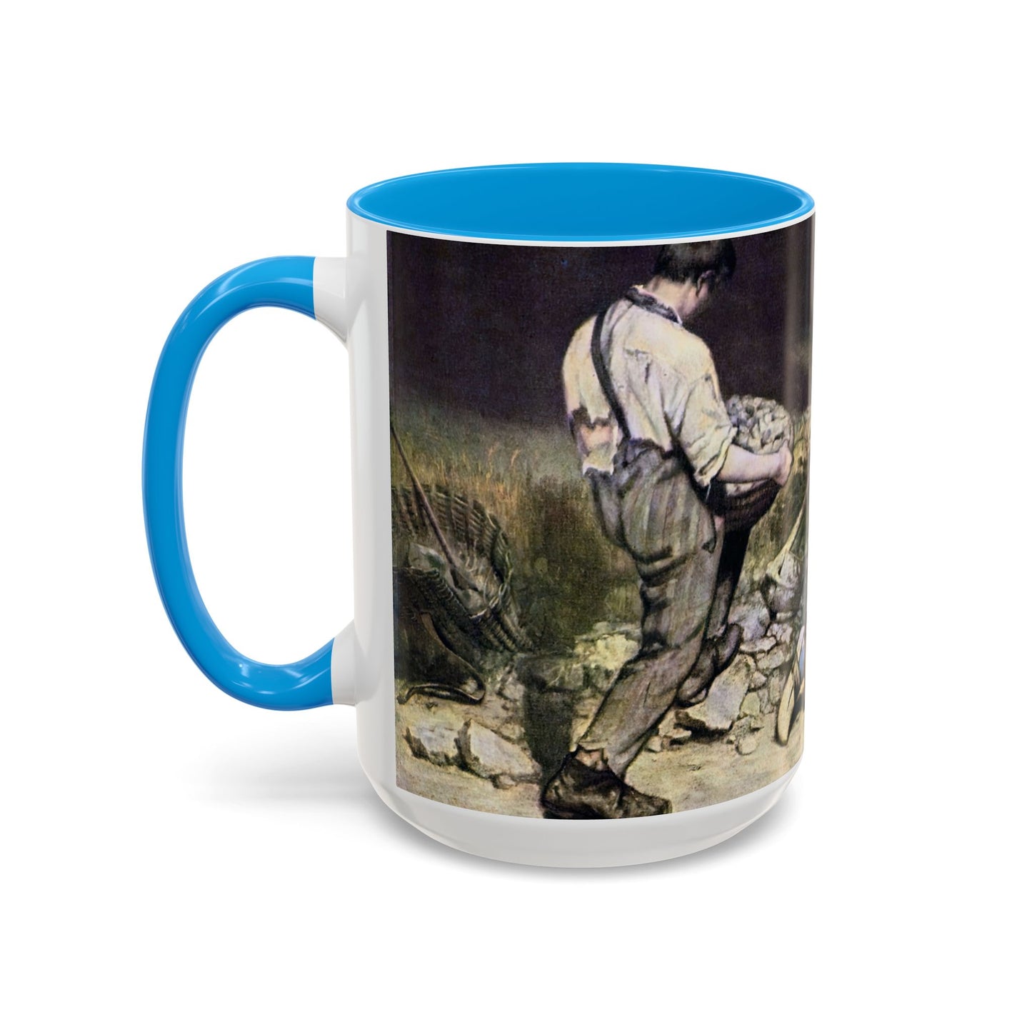 Courbet, Gustave - The Stone Breakers (1850) - Colorful Accent Mugs