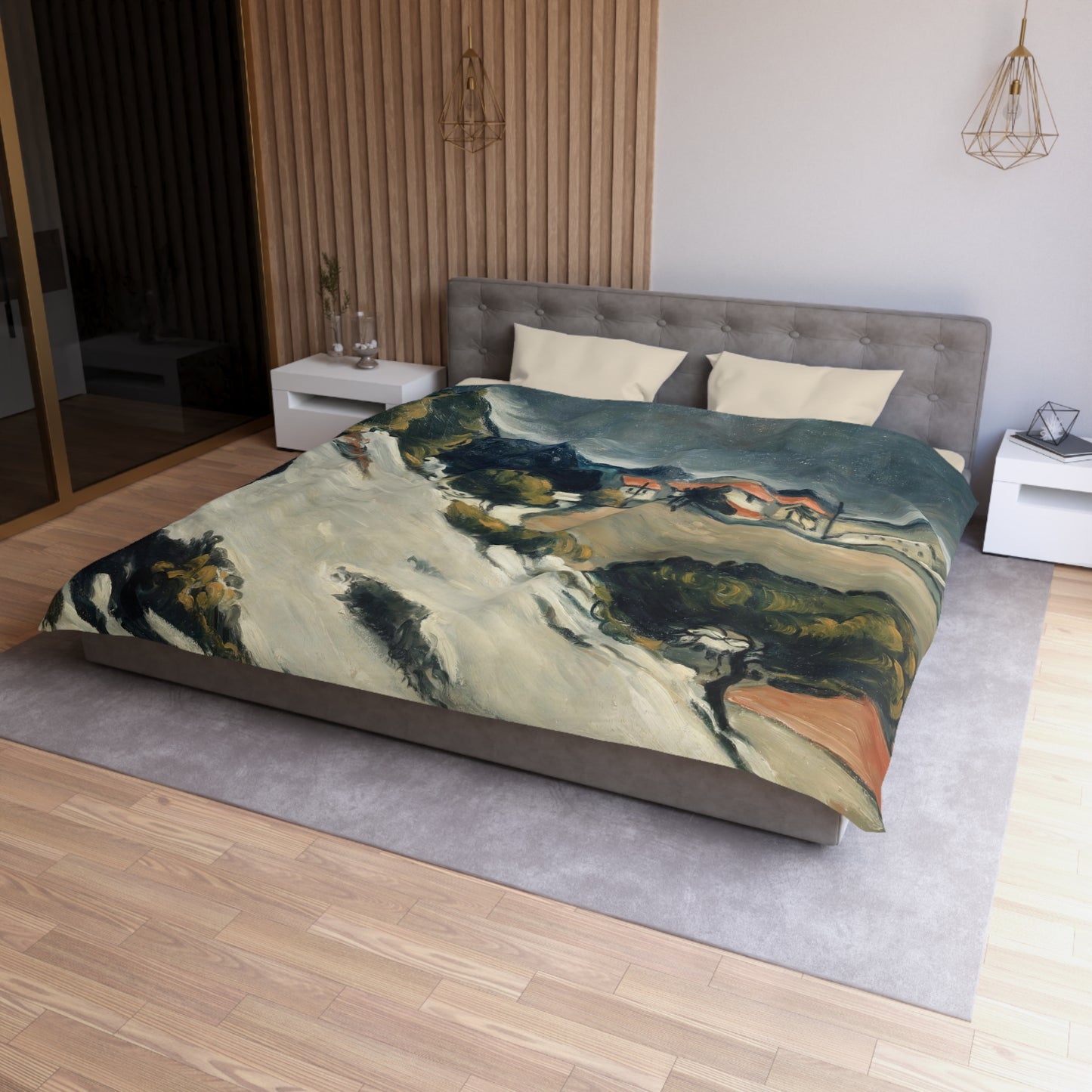 Cézanne, Paul - L’Estaque, Melting Snow (1870) - Microfiber Duvet Cover