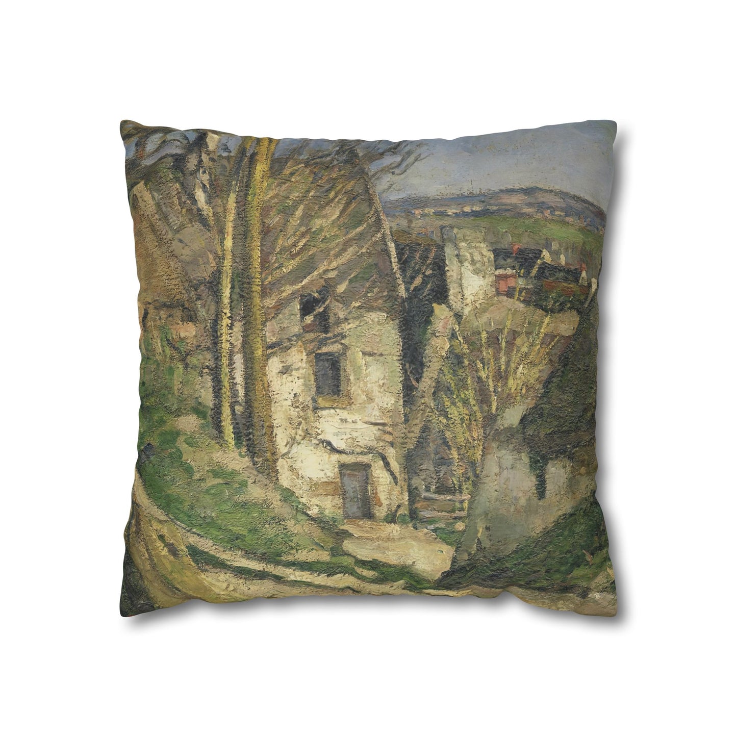 Cézanne, Paul - The House of the Hanged Man, Auvers-sur-Oise (1874) - Suede Square Pillowcase