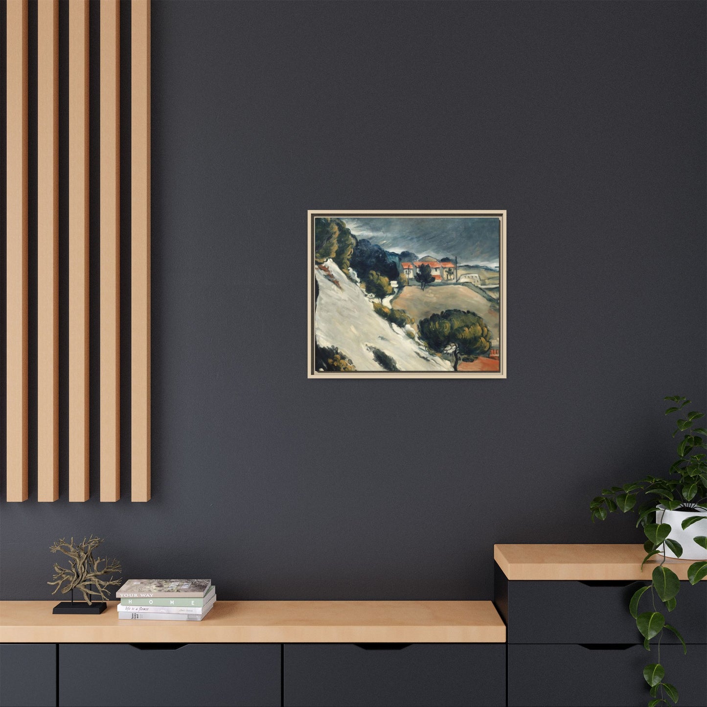 Cézanne, Paul - L’Estaque, Melting Snow (1870) - Matte Canvas, Framed