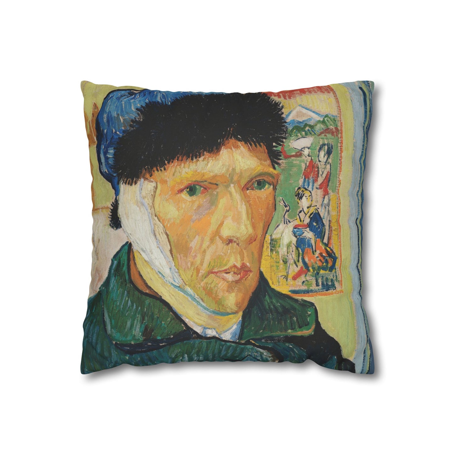 Van Gogh, Vincent - Self Portrait with Bandaged Ear (1889) - Suede Square Pillowcase