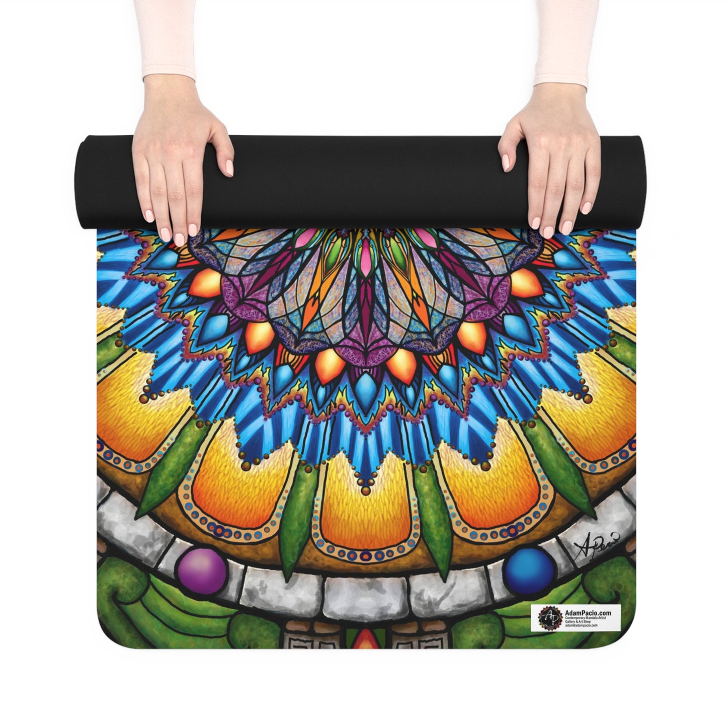 Pacio, Adam - Emerald Arrows Mandala - Rubber Yoga Mat