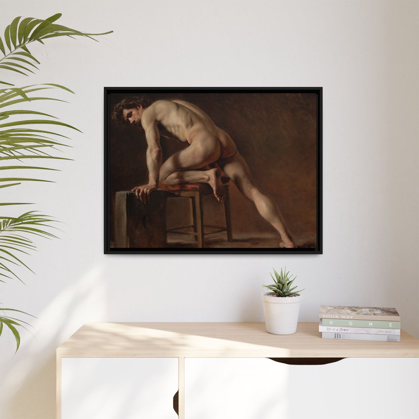 Courbet, Gustave - Study of a Nude Man (1840) - Matte Canvas, Framed