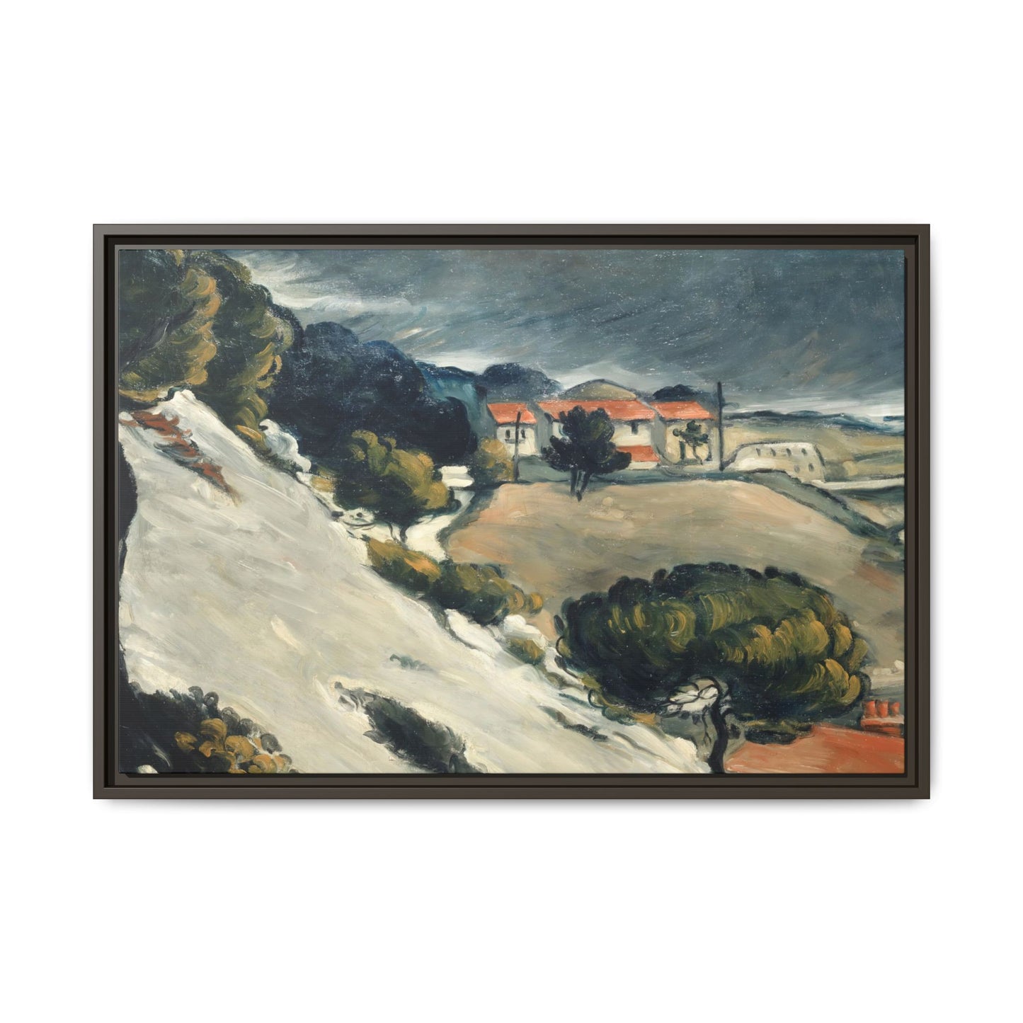 Cézanne, Paul - L’Estaque, Melting Snow (1870) - Matte Canvas, Framed